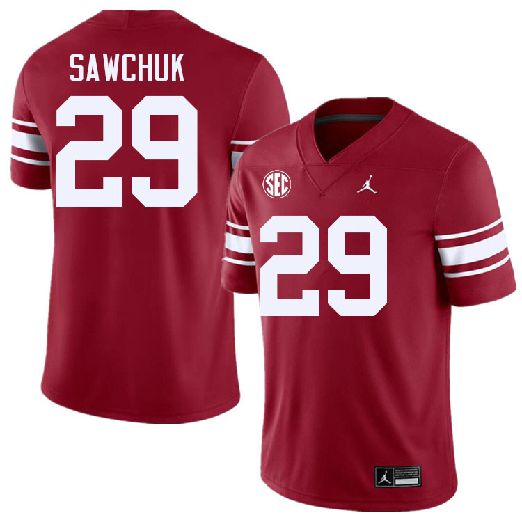 #29 Gabe Sawchuk Oklahoma Sooners 2024 SEC Conference College Football Jerseys-Throwback